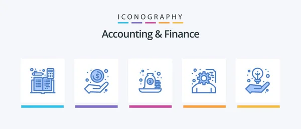 Accounting Finance Blue Icon Pack Including Project Development Money Hand — Archivo Imágenes Vectoriales