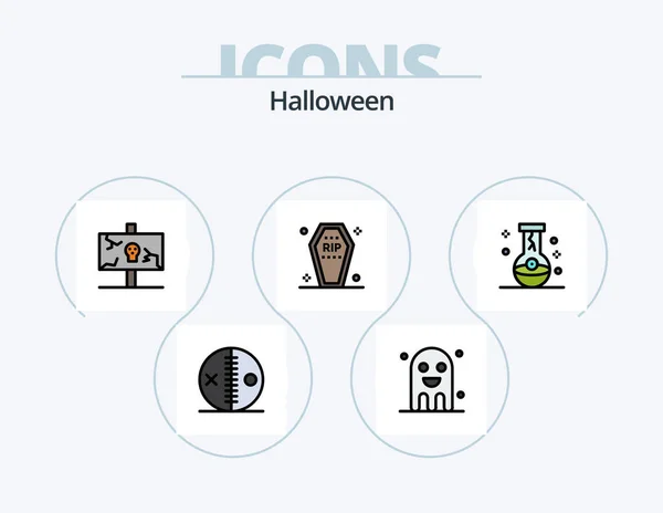 Halloween Line Filled Icon Pack Icon Design Night Halloween Ghost — Stock vektor