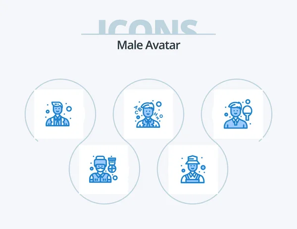 Male Avatar Blue Icon Pack Icon Design Man Avatar Officer — Archivo Imágenes Vectoriales