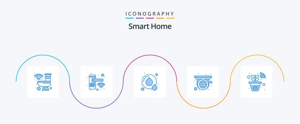 Smart Home Blue Icon Pack Including Plant Security Security Cctv — 图库矢量图片