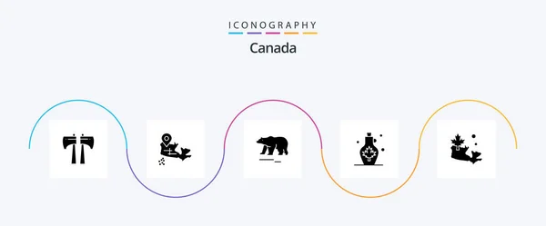 Canada Glyph Icon Pack Including Leaf Map Polar Leaf Water — 스톡 벡터