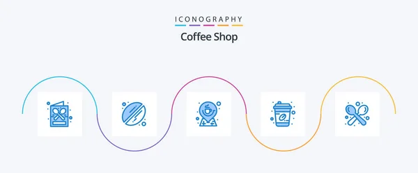 Coffee Shop Blue Icon Pack Including Coffee Cup Coffee Coffee — Stok Vektör