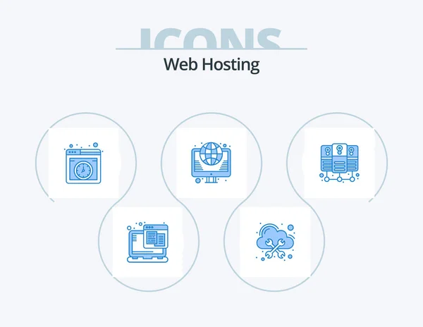 Web Hosting Blue Icon Pack Icon Design Database Server Web — Stockvector