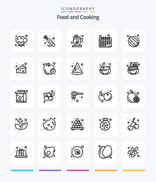 Creative Food Набор Значков Outline Таких Еда Овощи Мокко Лук — стоковый вектор