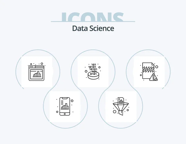 Data Science Line Icon Pack Icon Design Binary Code Search — Stock vektor