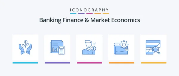 Banking Finance Market Economics Blue Icon Pack Including Male Cost — Vetor de Stock