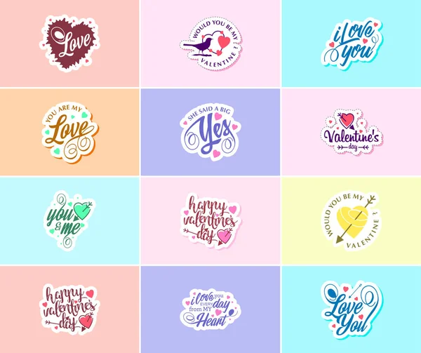 Love Details Valentine Day Typography Graphics Stickers — Διανυσματικό Αρχείο