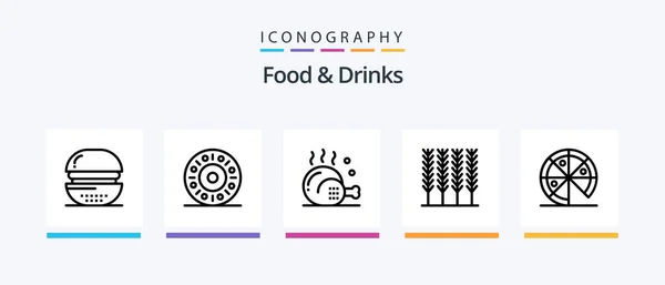 Food Drinks Line Icon Pack Including Cooking Food Meat Drinks — Stock Vector