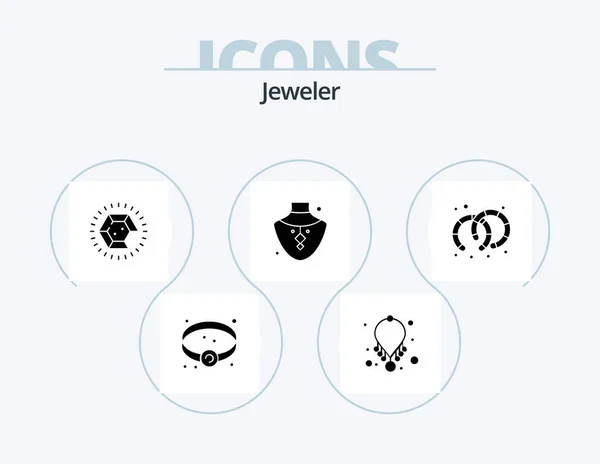 Jewellery Glyph Icon Pack Icon Design Jewelry Earrings Jewelry Necklace —  Vetores de Stock