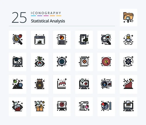 Statistical Analysis Line Filled Icon Pack Including Graph Analysis Statistical — Vector de stock