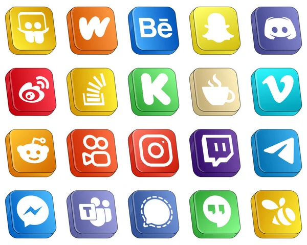 Isometric Social Media Icons Pack Icons Kickstarter Stock Question Icons — Stok Vektör