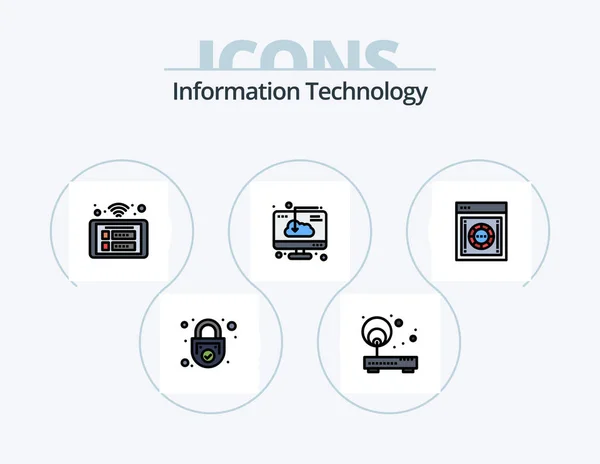 Information Technology Line Filled Icon Pack Icon Design Local Area — Stockvektor