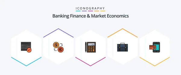 Banking Finance Market Economics Filledline Icon Pack Including Calculate Accounting — Archivo Imágenes Vectoriales