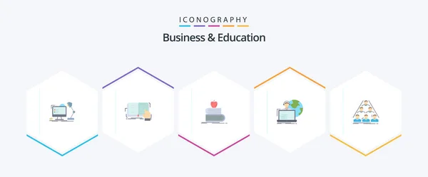 Business Education Flat Icon Pack Including Allocation Outsource Literature Apple — Διανυσματικό Αρχείο