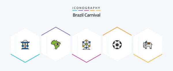 Brazil Carnival Filledline Icon Pack Including Monument Atomium Map Celebration — Vetor de Stock
