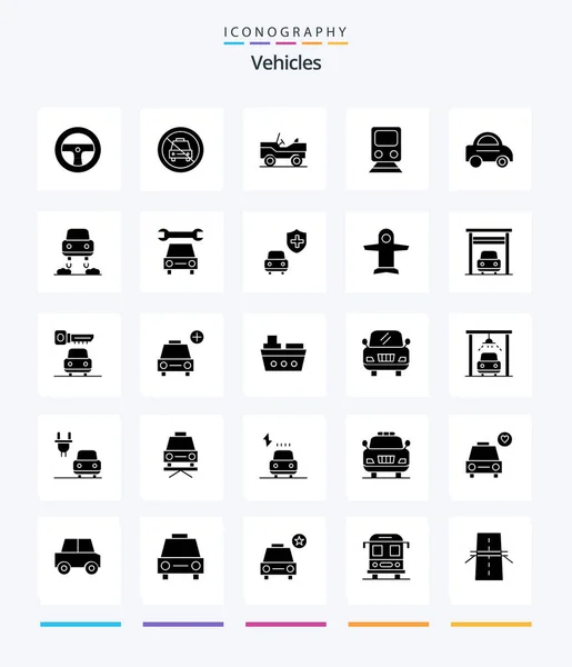 Creative Vehicles Glyph Solid Black Icon Pack Vehicle Travel Military — Stockový vektor