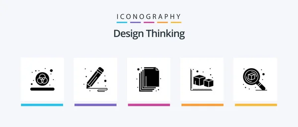 Design Thinking Glyph Icon Pack Including Thinking Detail Layers Design — Stok Vektör
