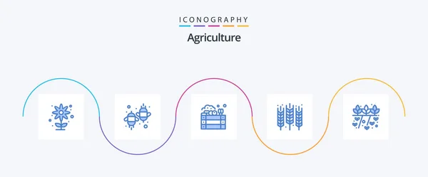 Agriculture Blue Icon Pack Including Grain Food Fly Crop Farming — Stok Vektör