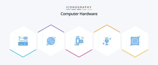 Computer Hardware Blue Icon Pack Including Hardware Cable Extension Talk — Archivo Imágenes Vectoriales