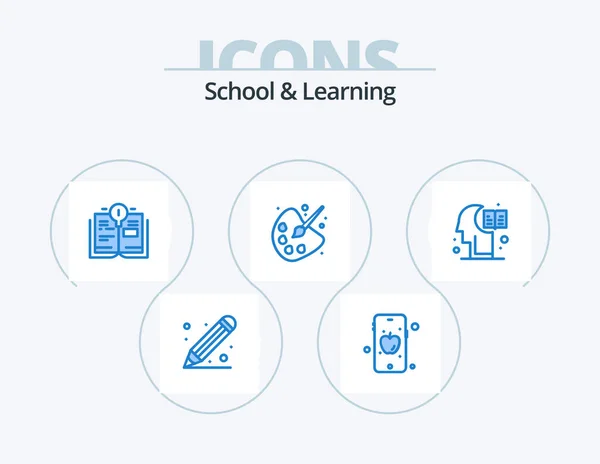 School Learning Blue Icon Pack Icon Design Knowledge Education Education — Archivo Imágenes Vectoriales