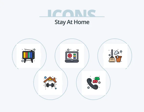 Stay Home Line Filled Icon Pack Icon Design Tutorials Education — Stockvector