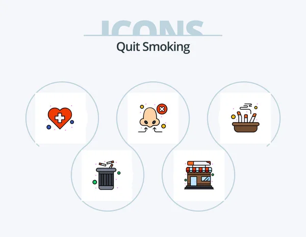 Quit Smoking Line Filled Icon Pack Icon Design Cigarette Smoking — Stockvector