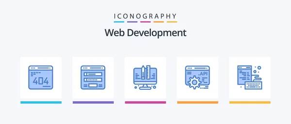 Web Development Blue Icon Pack Including Browser Api Concept Sitemap — Image vectorielle