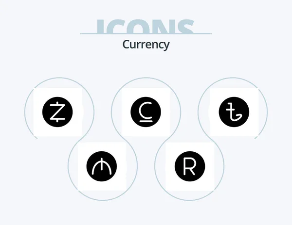 Currency Glyph Icon Pack Icon Design Levbrazil Kyrgyzstan Zar Bulgarian — Stockový vektor