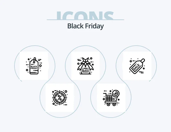 Black Friday Line Icon Pack Icon Design Sale Friday Gifts — Διανυσματικό Αρχείο