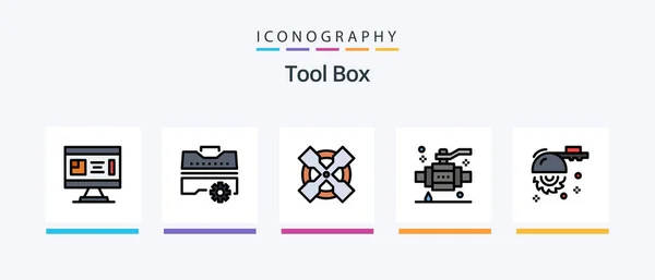 Tools Line Filled Icon Pack Including Measuring Tools Manometer Toolbox — Stock Vector