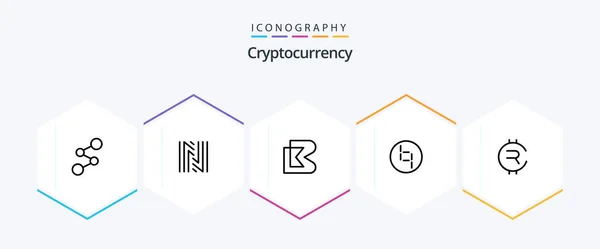 Cryptocurrency Line Icon Pack Including Coin Crypto Crypto Currency Coin — Wektor stockowy