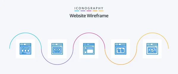 Website Wireframe Blue Icon Pack Including File Browser Web Archive — Stok Vektör