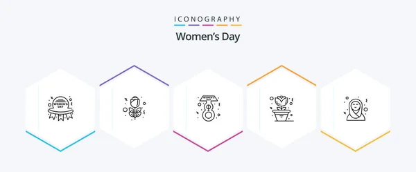 Womens Day Line Icon Pack Including Arabic Eight March Arab — Wektor stockowy