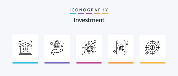 Investment Line Icon Pack Including Money Security Hands Marketing Creative — Stok Vektör
