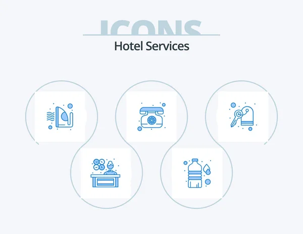 Hotel Services Blue Icon Pack Icon Design Room Ironing Key — Wektor stockowy