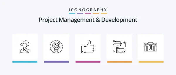 Project Management Development Line Icon Pack Including Mail Chat Spreadsheet — Wektor stockowy