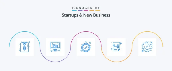 Startups New Business Blue Icon Pack Including Gear Time Clock — Vector de stock
