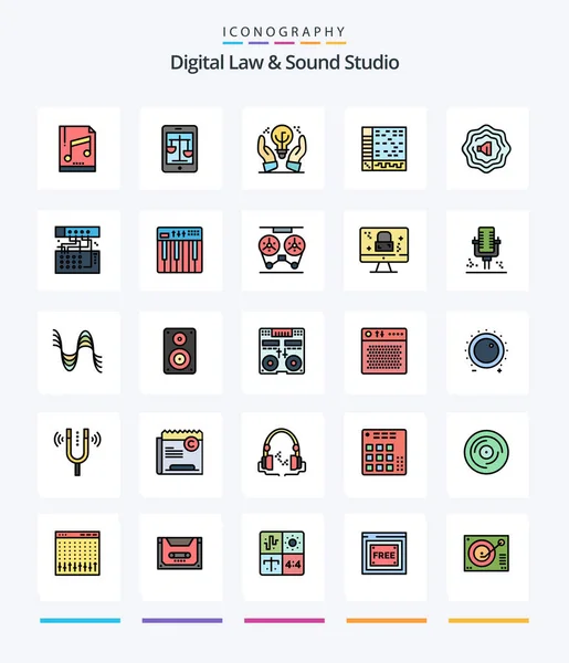 Creative Digital Law Sound Studio Line Filled Icon Pack Daw — Stock Vector