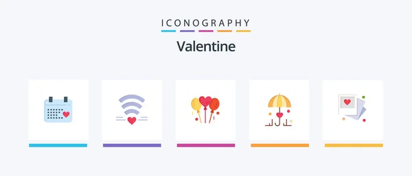 Valentine Flat Icon Pack Including Love Love Wifi Day Valentine — Stockvector