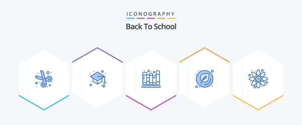 Back School Blue Icon Pack Including Education Atom Back School — Διανυσματικό Αρχείο