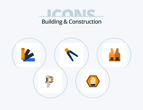 Building Construction Flat Icon Pack Icon Design Crimping Building Traffic — Vetor de Stock