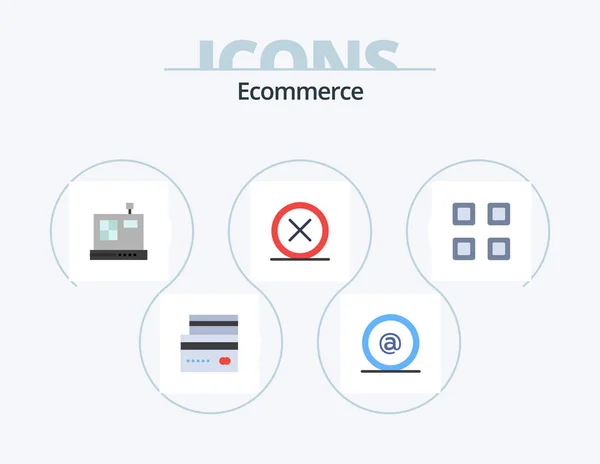 Ecommerce Flat Icon Pack Icon Design Grid Exit Mail Delete — Stock vektor