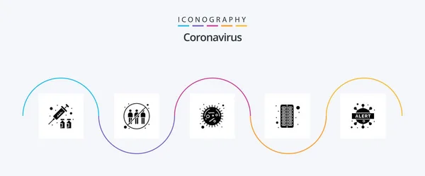 Coronavirus Glyph Icon Pack Including Pill Capsule Transfer Antivirus Epidemic — Stok Vektör