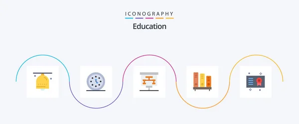 Education Flat Icon Pack Including School Library Time Book Presentation — Archivo Imágenes Vectoriales
