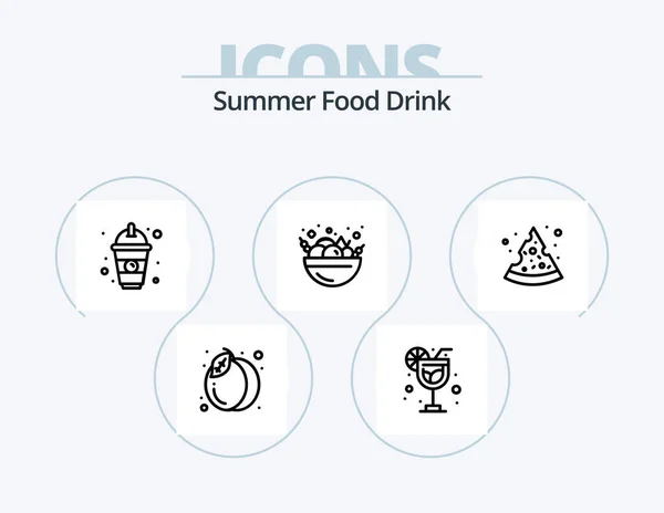 Summer Food Drink Line Icon Pack Icon Design Food Bottle — Stok Vektör