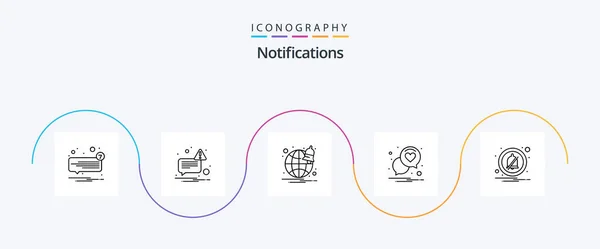 Notifications Line Icon Pack Including Alarm Browser Romance Heart – stockvektor