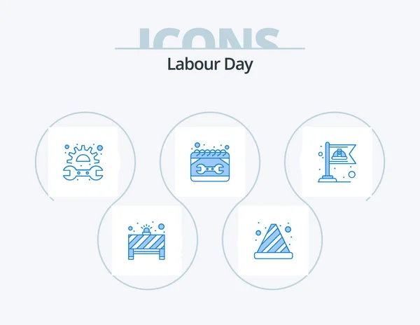 Labour Day Blue Icon Pack Icon Design Communist Repair Gear — Stock vektor