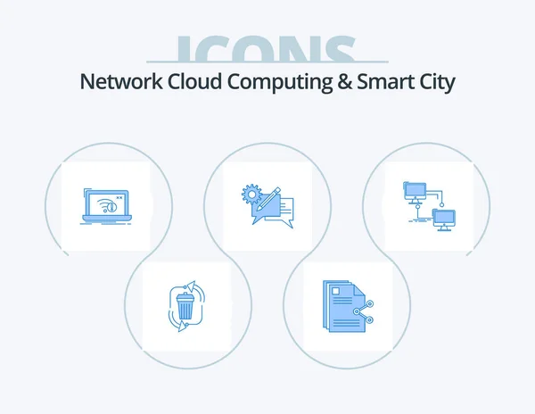 Network Cloud Computing Smart City Blue Icon Pack Icon Design — 图库矢量图片