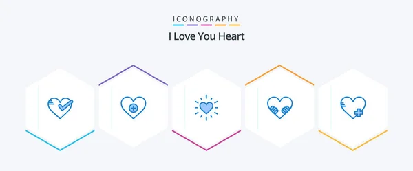 Heart Blue Icon Pack Including Add Heart Add — Stock Vector