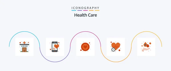Health Care Flat Icon Pack Including Care Care Pressure Blood — Stok Vektör
